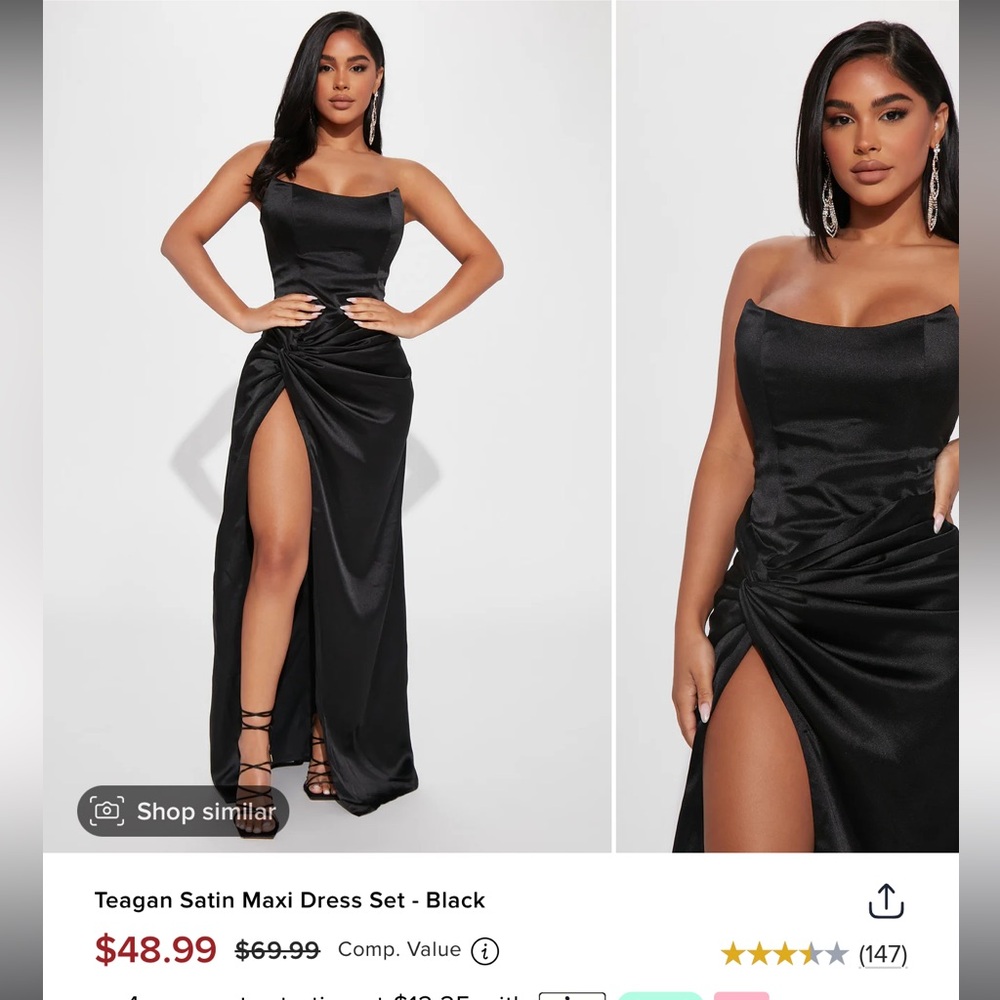 Fashion Nova strapless black maxi dresss